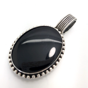 Sterling Silver 925 Pendant EXEX Ig Oval Black Onyx 11640