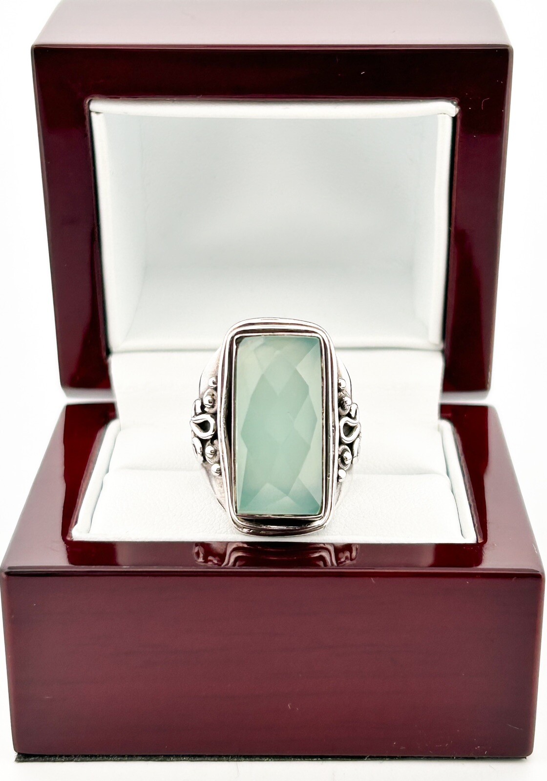 Sterling Silver 925 Green Chalcedony Gemstone Ring O102 - Image 2