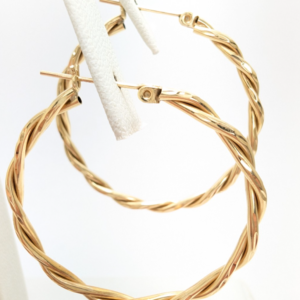 14K Gold 1.5" Earrings Twisted Hoops FOX1528