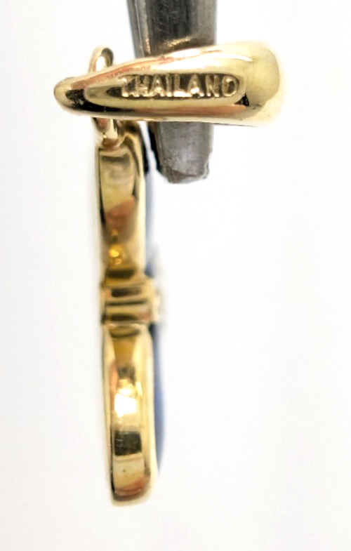14K Gold 1" Pendant Blue Enamel Dia Accent Cross P733- FOX1585 - Image 11