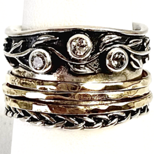 Sterling Silver 925 8.5 Ring Israel Glass spinner R612- OAK74