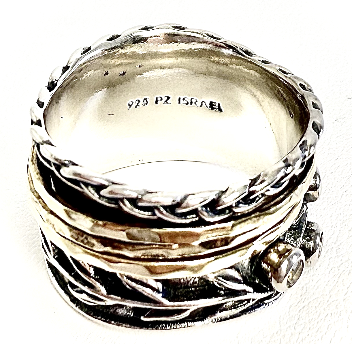 Sterling Silver 925 8.5 Ring Israel Glass spinner R612- OAK74 - Image 2