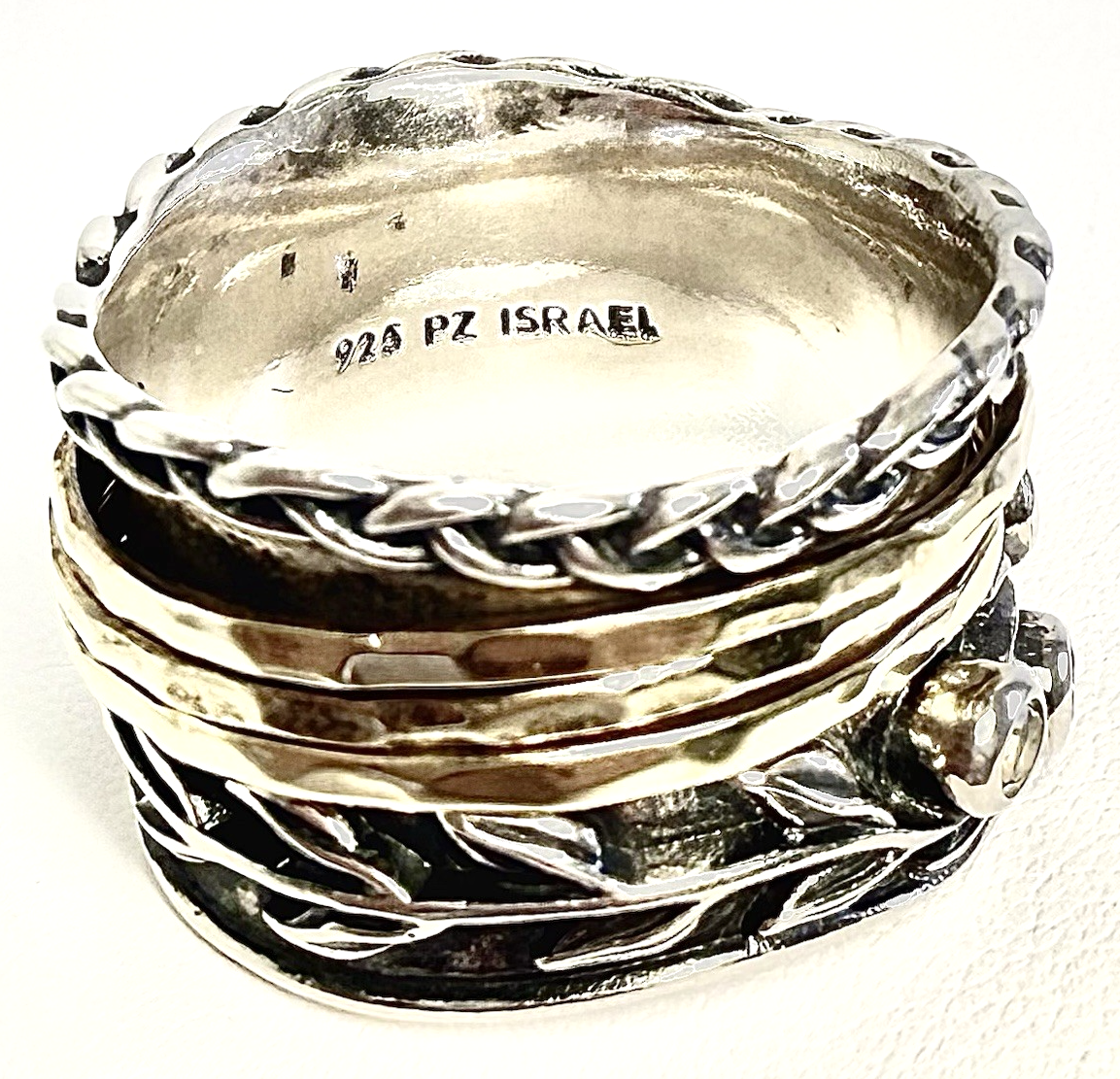Sterling Silver 925 8.5 Ring Israel Glass spinner R612- OAK74 - Image 3