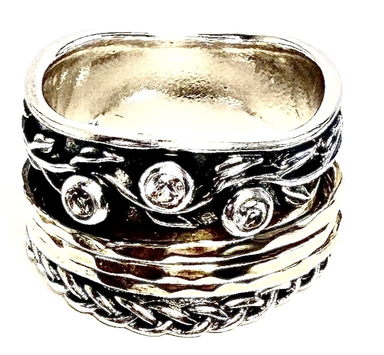 Sterling Silver 925 8.5 Ring Israel Glass spinner R612- OAK74 - Image 4