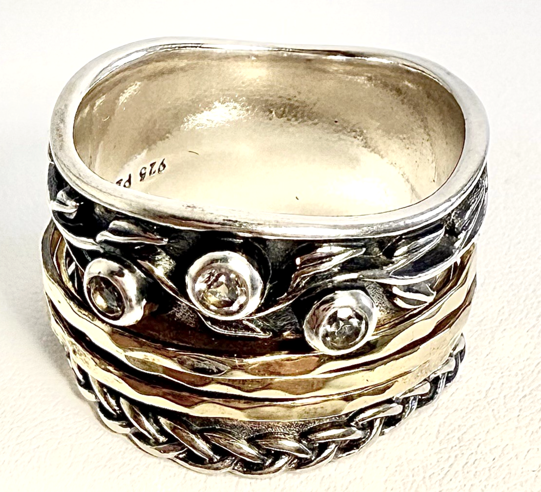 Sterling Silver 925 8.5 Ring Israel Glass spinner R612- OAK74 - Image 5