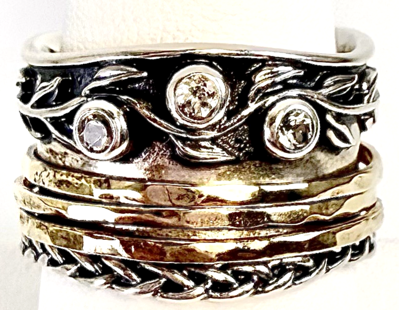 Sterling Silver 925 8.5 Ring Israel Glass spinner R612- OAK74 - Image 7