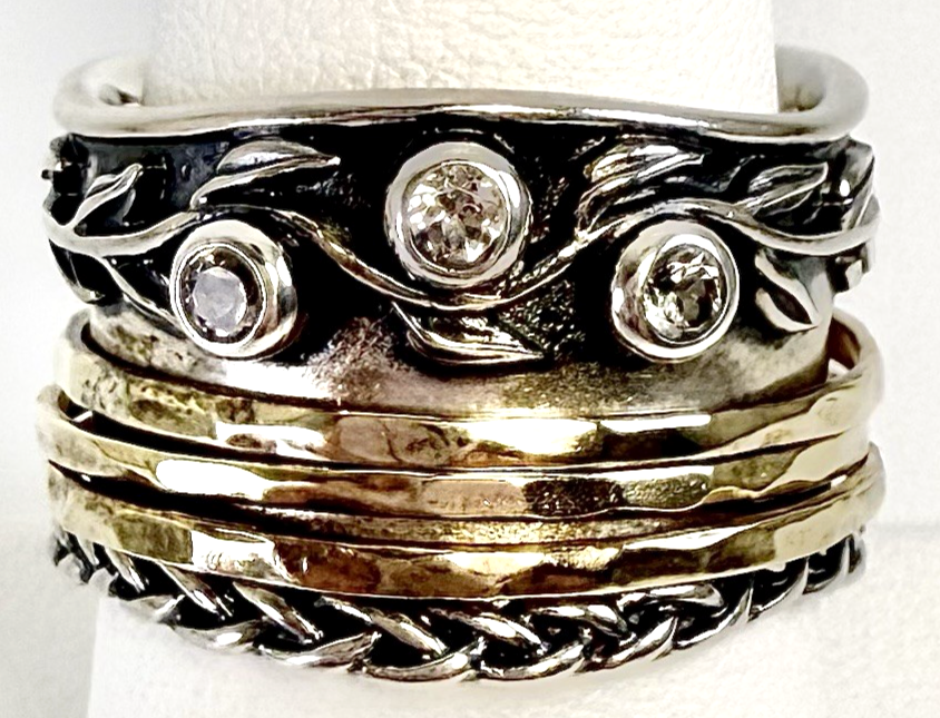 Sterling Silver 925 8.5 Ring Israel Glass spinner R612- OAK74 - Image 8