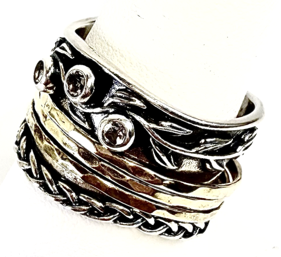 Sterling Silver 925 8.5 Ring Israel Glass spinner R612- OAK74 - Image 10