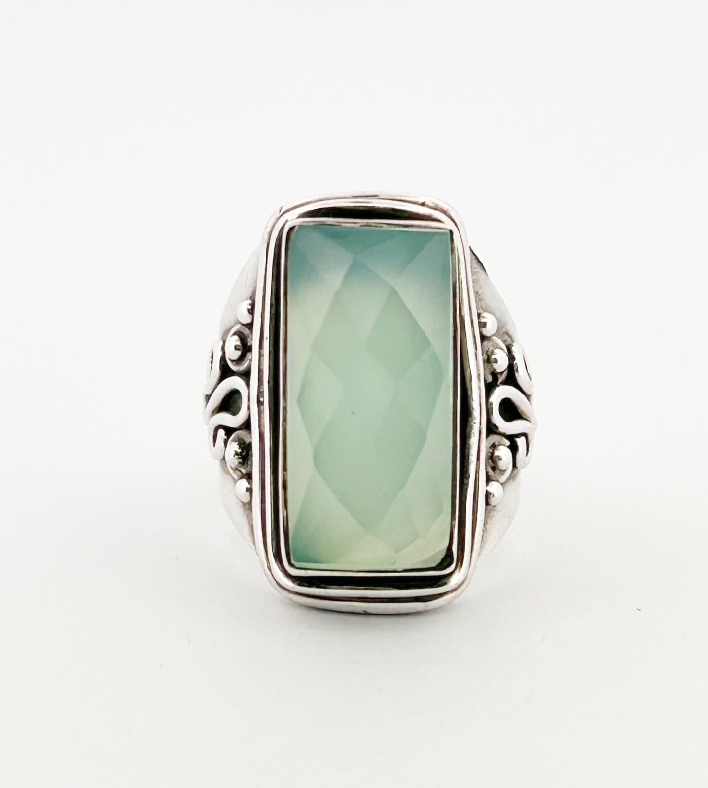Sterling Silver 925 Green Chalcedony Gemstone Ring O102 - Image 8