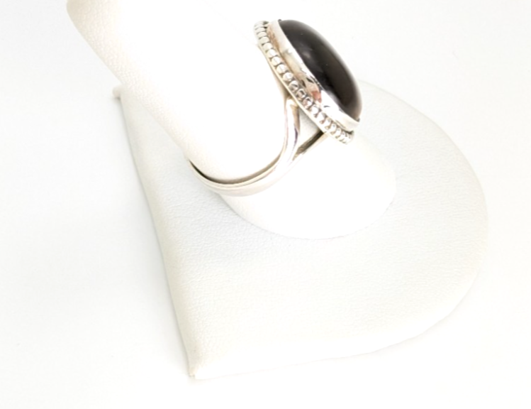 Sterling Silver 925 Beaded Framed Tiger's Eye Ring 10761 - Image 3