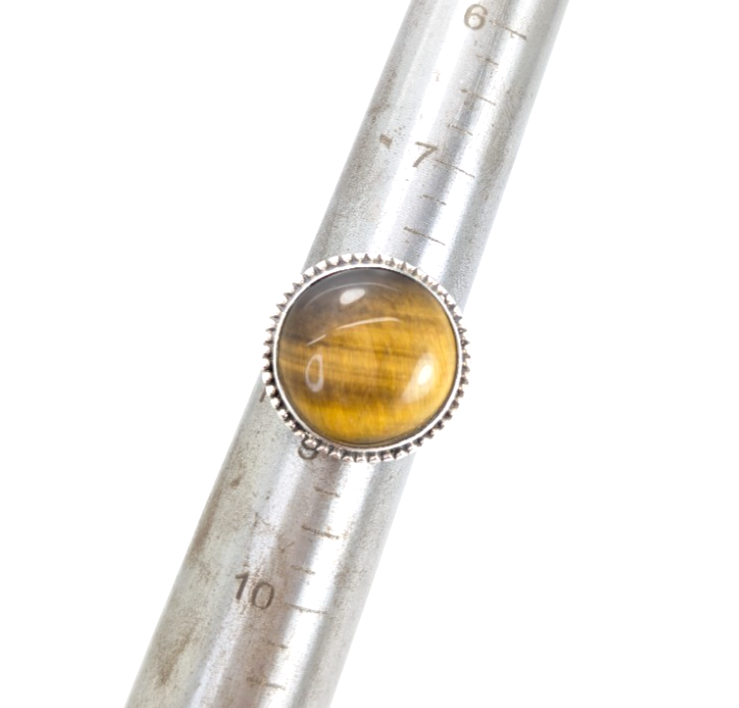 Sterling Silver 925 Beaded Framed Tiger's Eye Ring 10761 - Image 7