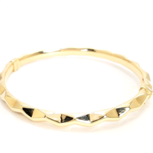 14K Gold 6.75" Bracelet ZigZag Polished Hinged Bangle P307 - FOX1068