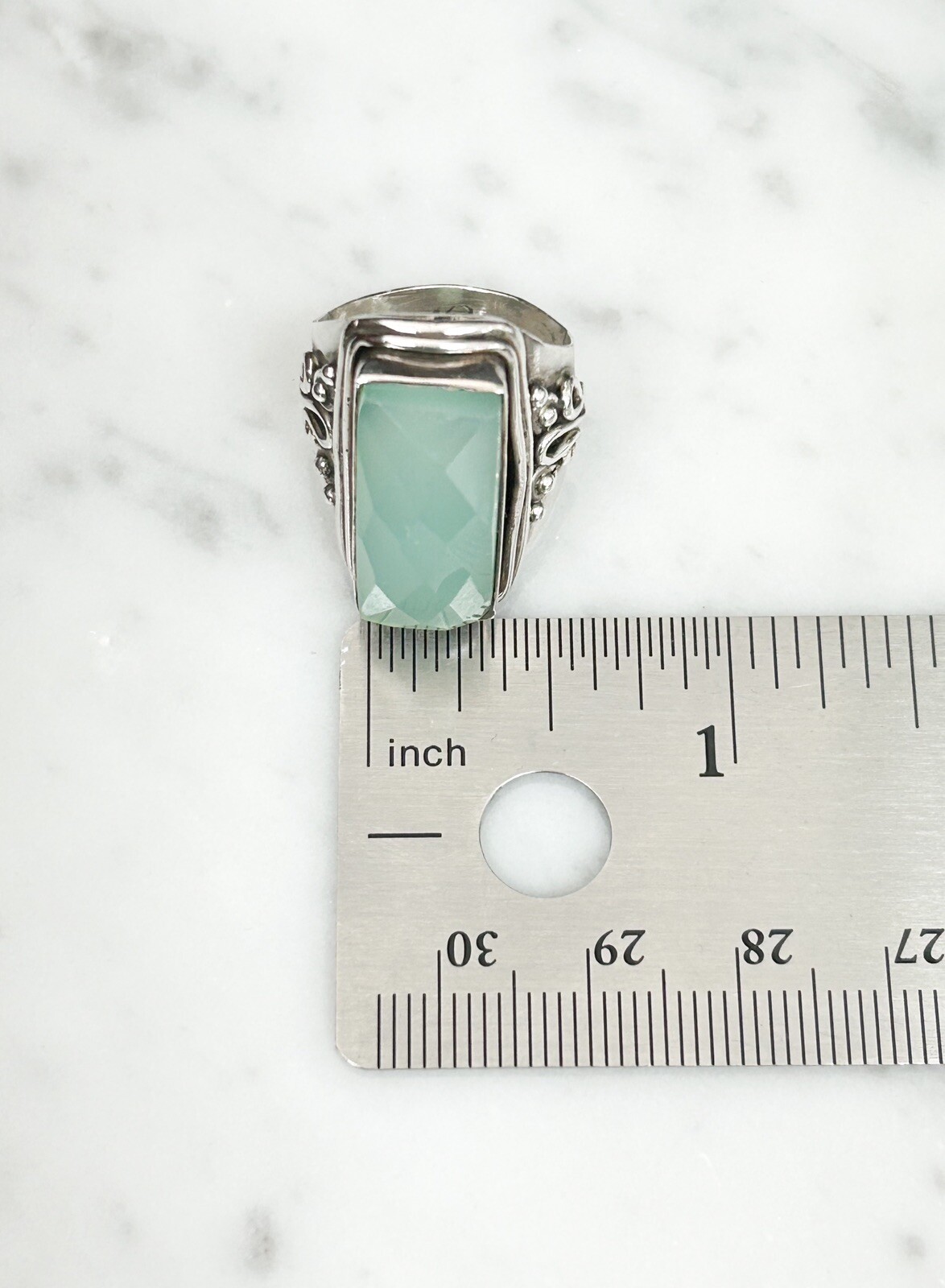 Sterling Silver 925 Green Chalcedony Gemstone Ring O102 - Image 10