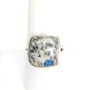Sterling Silver 925 Natural Jasper Square Ring 10758