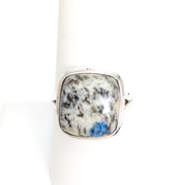 Sterling Silver 925 Natural Jasper Square Ring 10758