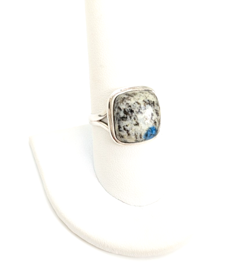 Sterling Silver 925 Natural Jasper Square Ring 10758 - Image 4