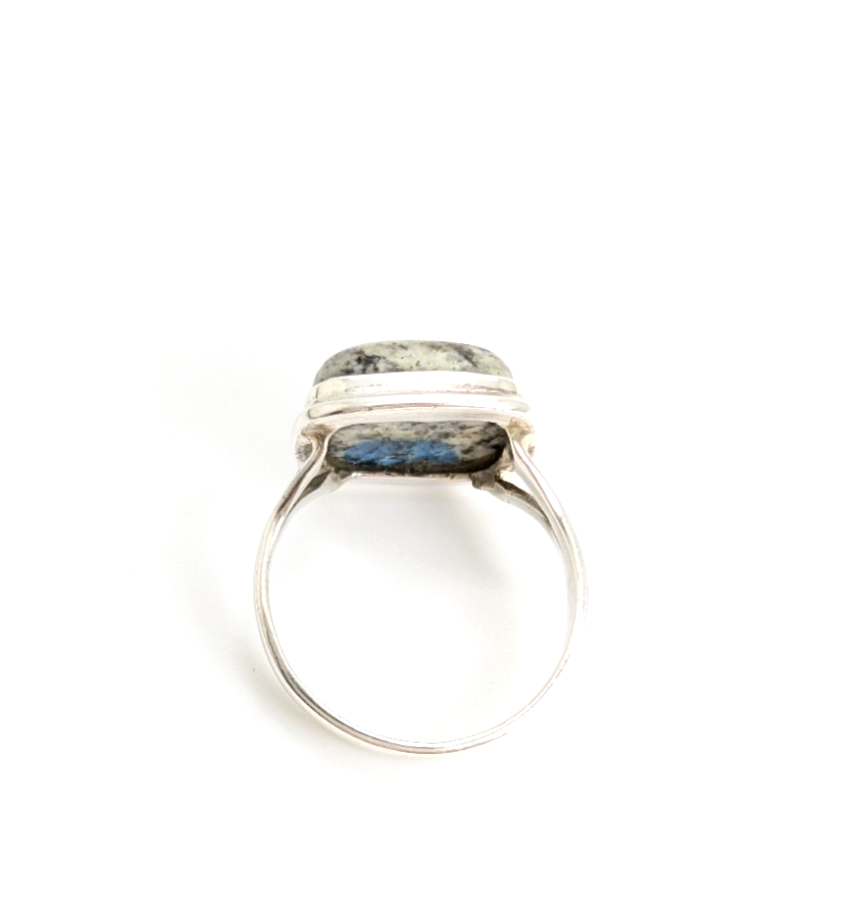 Sterling Silver 925 Natural Jasper Square Ring 10758 - Image 5