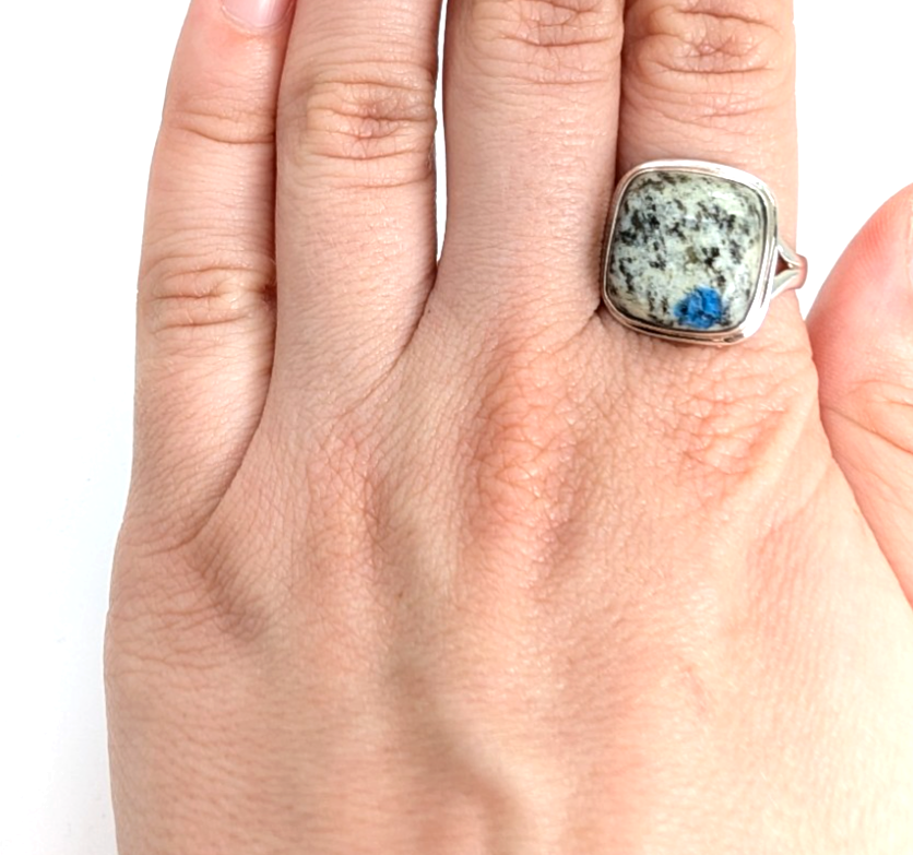 Sterling Silver 925 Natural Jasper Square Ring 10758 - Image 9