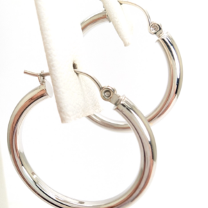 14K Gold 1" Earrings 1" Hollow Tube Hoops P683- FOX1535