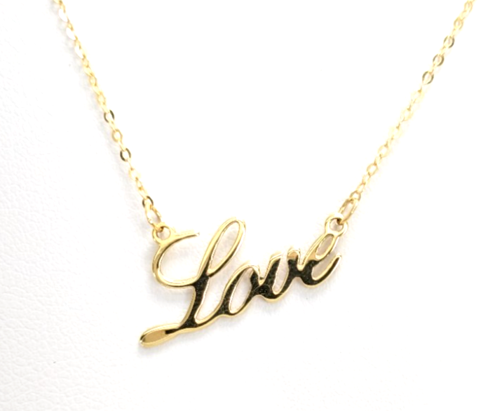 10K Gold 18" Necklace 18" YG "LOVE" Chain FOX1651