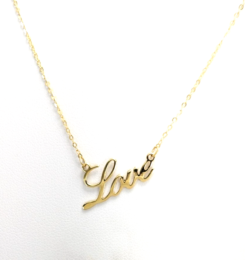 10K Gold 18" Necklace 18" YG "LOVE" Chain FOX1651 - Image 2