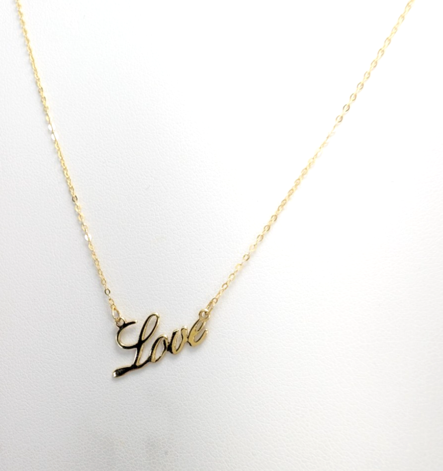 10K Gold 18" Necklace 18" YG "LOVE" Chain FOX1651 - Image 3