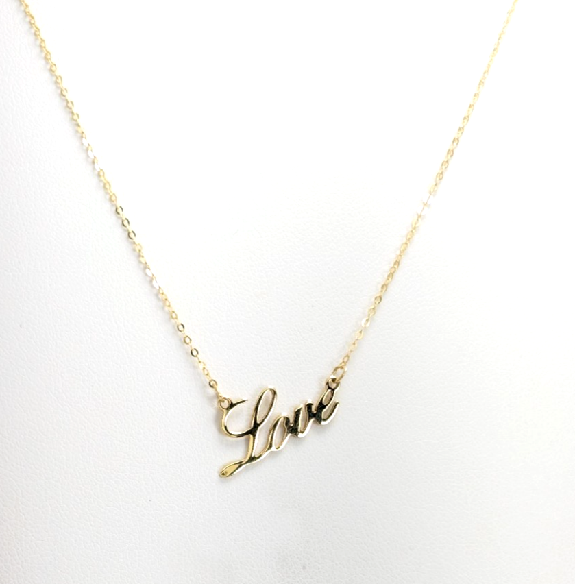 10K Gold 18" Necklace 18" YG "LOVE" Chain FOX1651 - Image 4