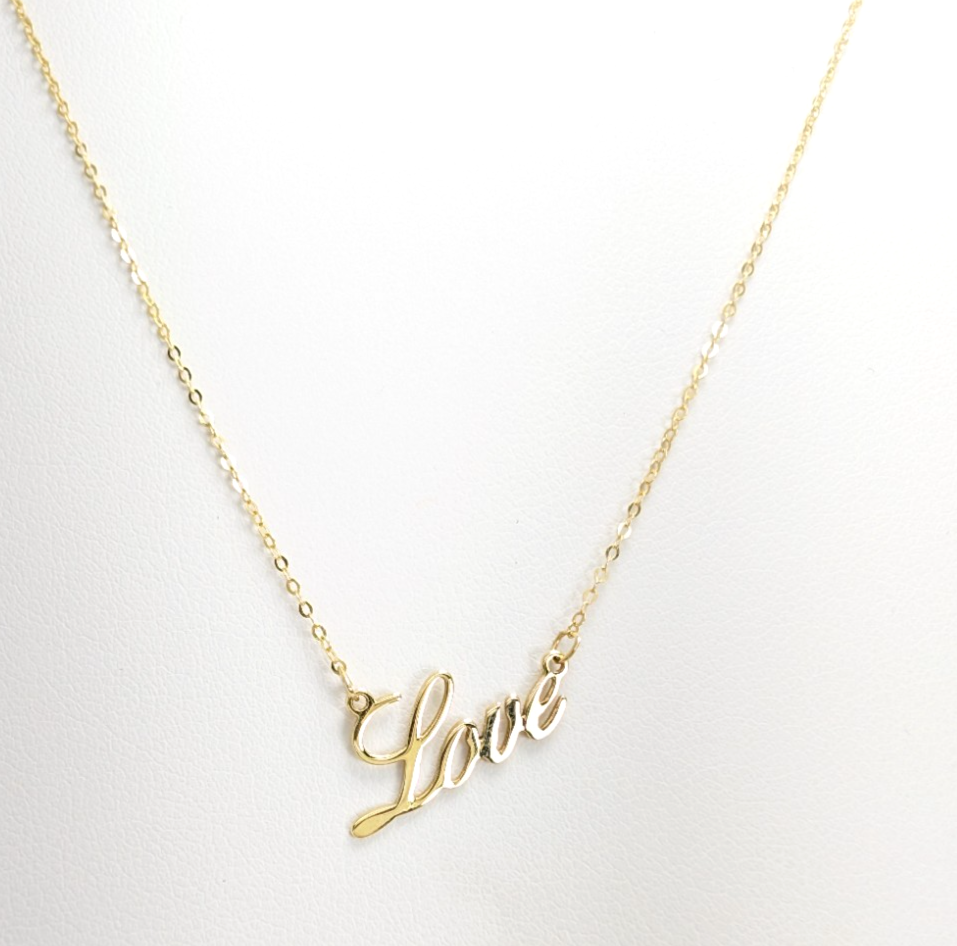 10K Gold 18" Necklace 18" YG "LOVE" Chain FOX1651 - Image 5