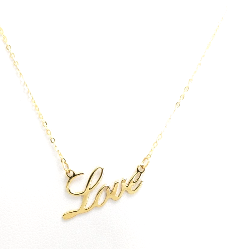 10K Gold 18" Necklace 18" YG "LOVE" Chain FOX1651 - Image 6