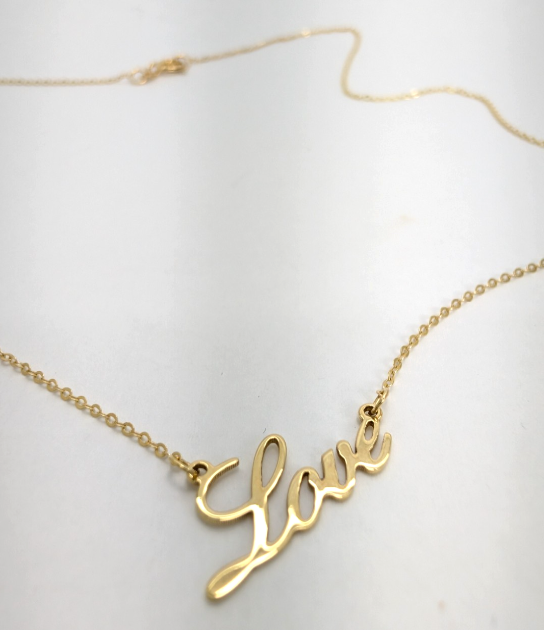 10K Gold 18" Necklace 18" YG "LOVE" Chain FOX1651 - Image 8