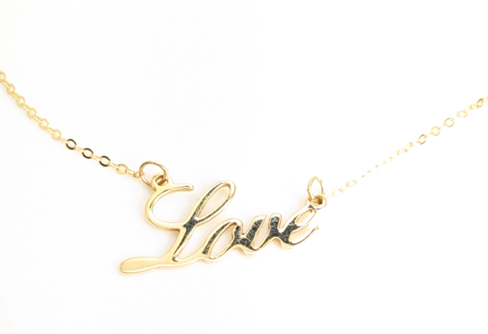 10K Gold 18" Necklace 18" YG "LOVE" Chain FOX1651 - Image 10