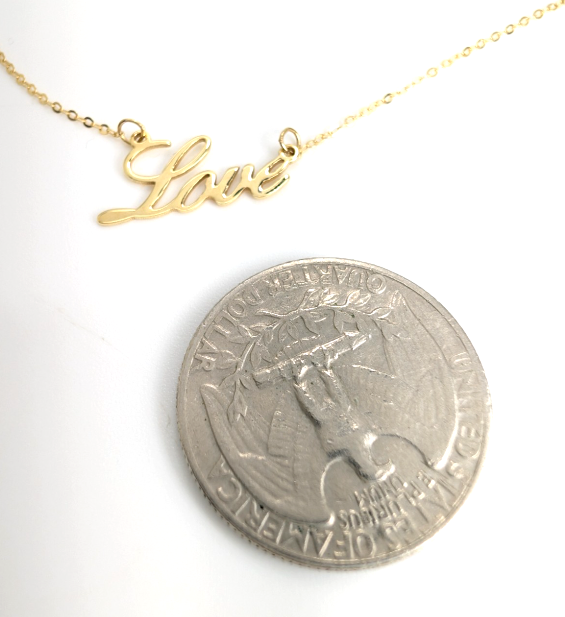 10K Gold 18" Necklace 18" YG "LOVE" Chain FOX1651 - Image 13