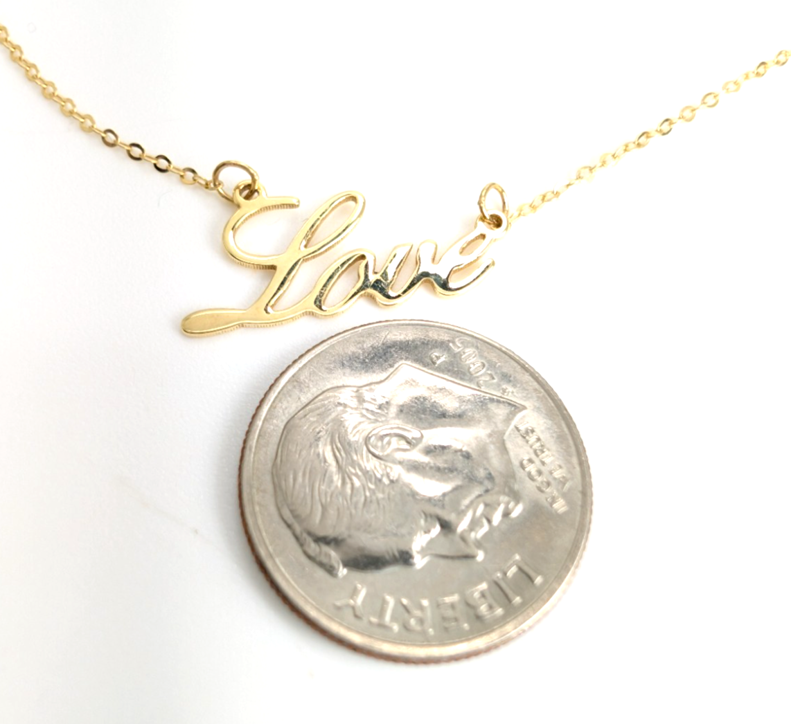 10K Gold 18" Necklace 18" YG "LOVE" Chain FOX1651 - Image 14