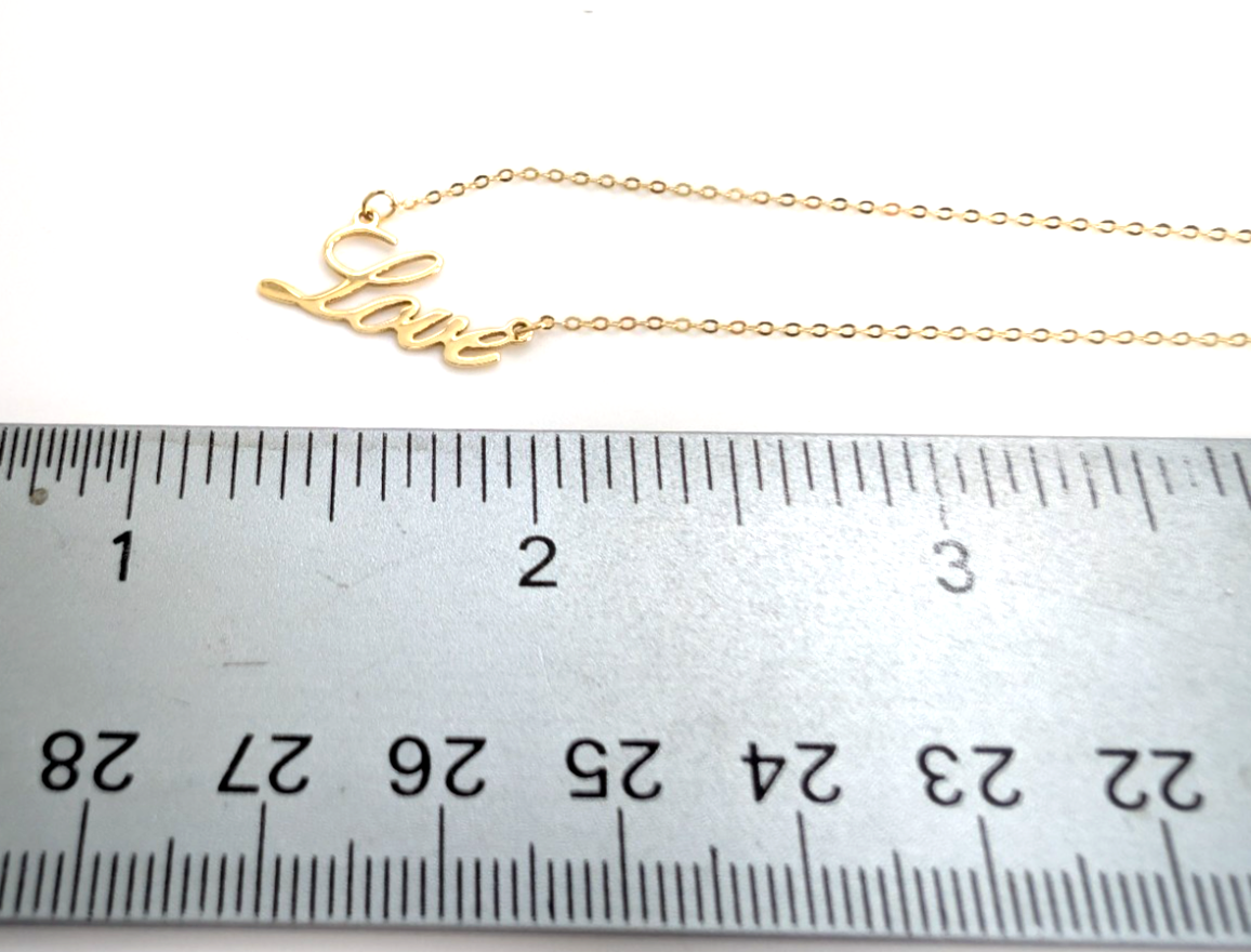 10K Gold 18" Necklace 18" YG "LOVE" Chain FOX1651 - Image 17