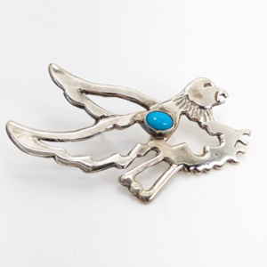 Melissa Yazzie Sterling Silver 925 Turquoise Flying Eagle Pin  R374-Fox1133