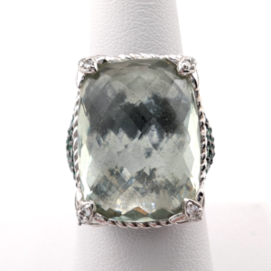 Judith Ripka Sterling Silver 925 Monaco Green Prasiolite Gemstone Ring OAK878