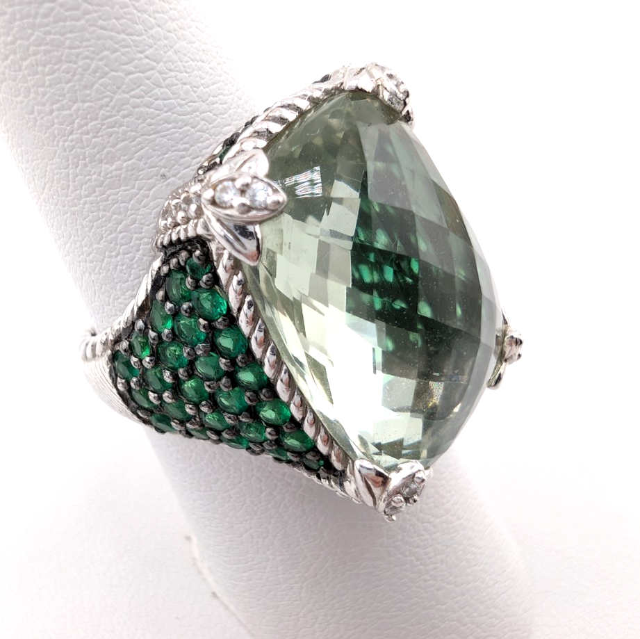 Judith Ripka Sterling Silver 925 Monaco Green Prasiolite Gemstone Ring OAK878 - Image 3