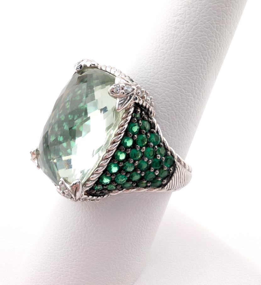 Judith Ripka Sterling Silver 925 Monaco Green Prasiolite Gemstone Ring OAK878 - Image 4