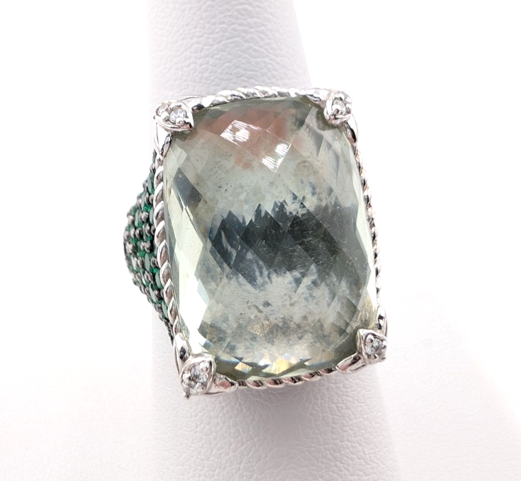 Judith Ripka Sterling Silver 925 Monaco Green Prasiolite Gemstone Ring OAK878 - Image 5