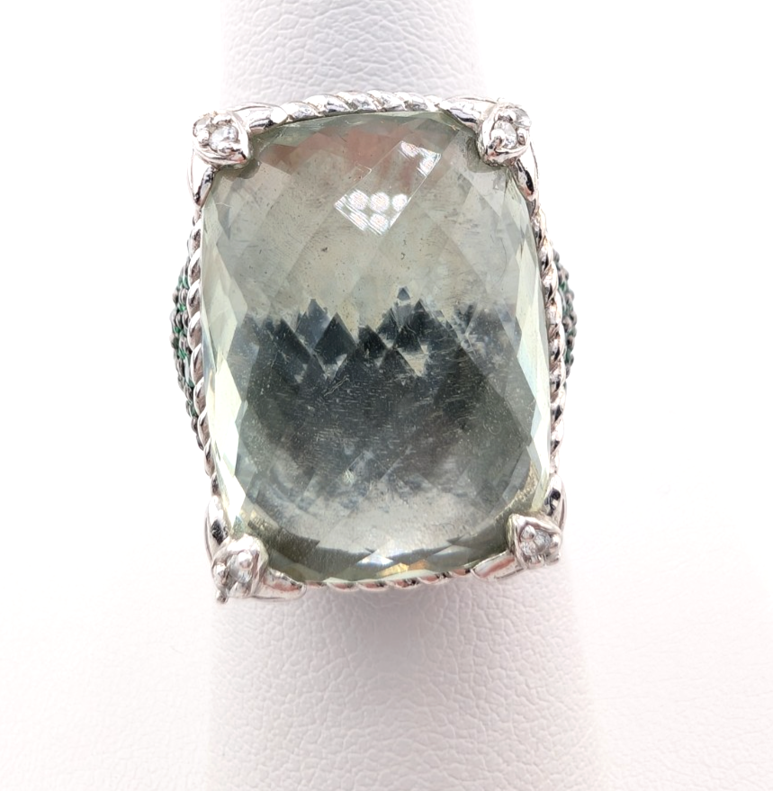 Judith Ripka Sterling Silver 925 Monaco Green Prasiolite Gemstone Ring OAK878 - Image 6