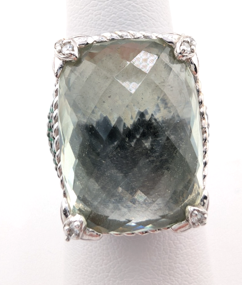 Judith Ripka Sterling Silver 925 Monaco Green Prasiolite Gemstone Ring OAK878 - Image 7