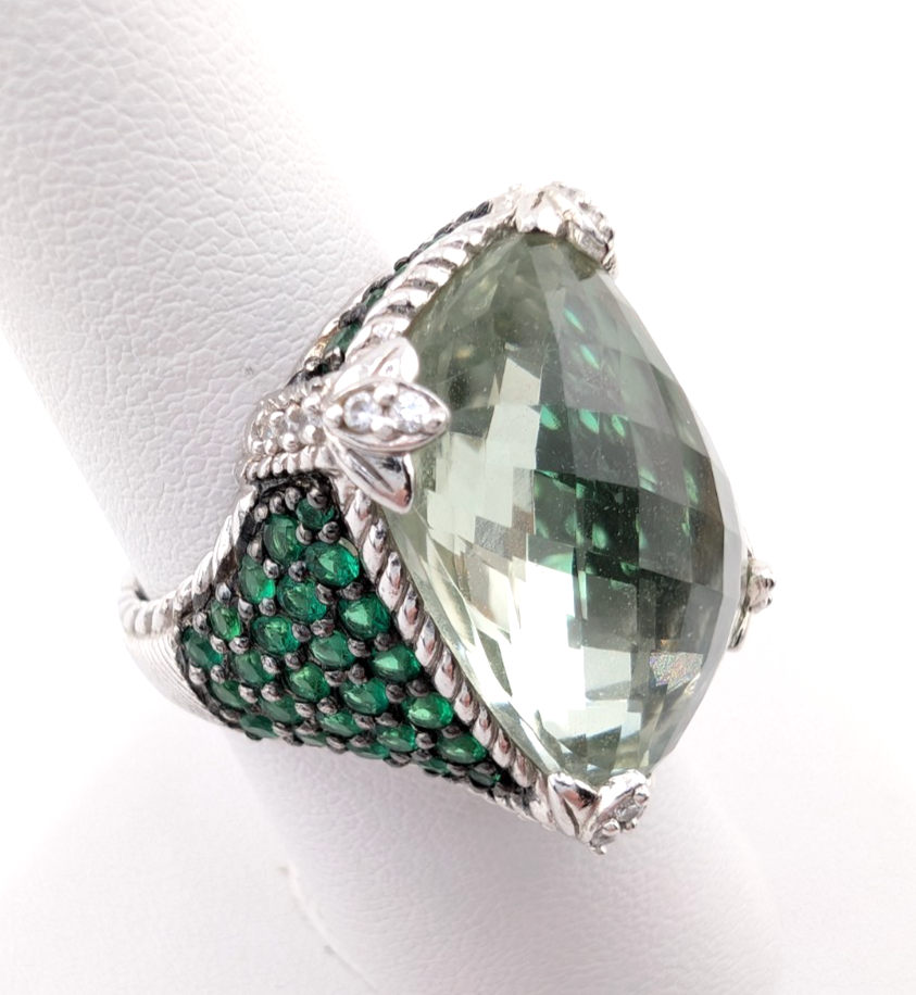Judith Ripka Sterling Silver 925 Monaco Green Prasiolite Gemstone Ring OAK878 - Image 8