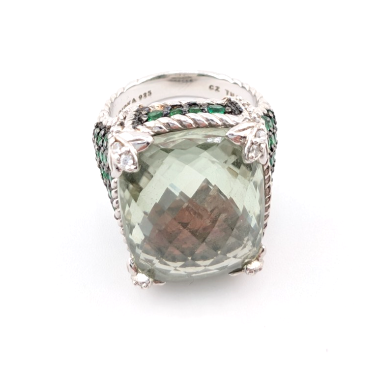 Judith Ripka Sterling Silver 925 Monaco Green Prasiolite Gemstone Ring OAK878 - Image 9