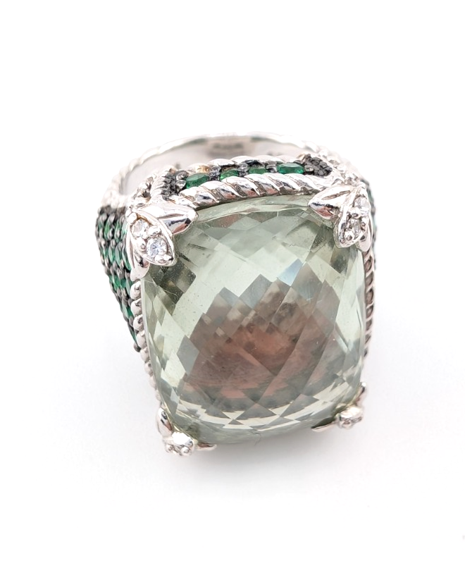 Judith Ripka Sterling Silver 925 Monaco Green Prasiolite Gemstone Ring OAK878 - Image 11