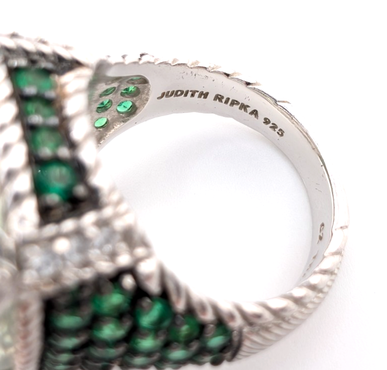 Judith Ripka Sterling Silver 925 Monaco Green Prasiolite Gemstone Ring OAK878 - Image 12