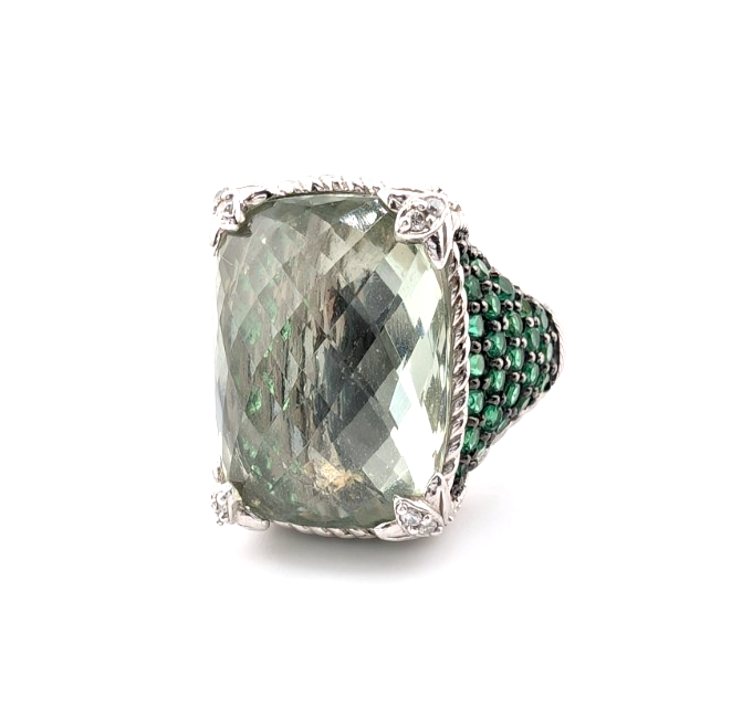 Judith Ripka Sterling Silver 925 Monaco Green Prasiolite Gemstone Ring OAK878 - Image 14