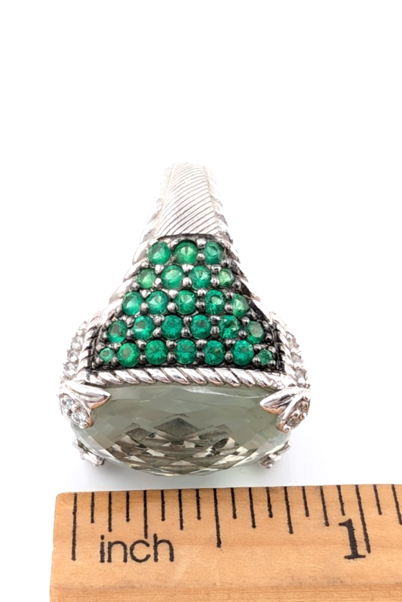 Judith Ripka Sterling Silver 925 Monaco Green Prasiolite Gemstone Ring OAK878 - Image 17