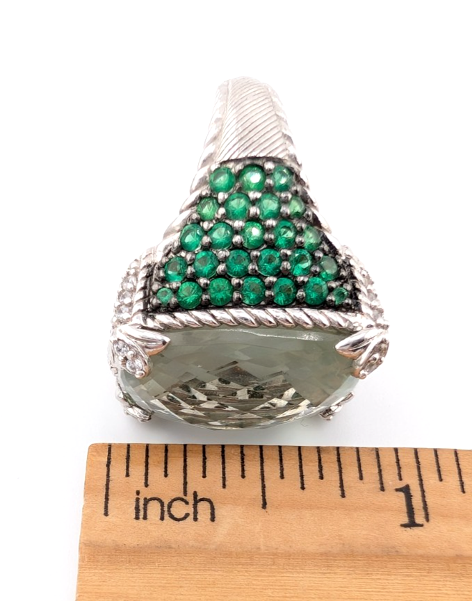 Judith Ripka Sterling Silver 925 Monaco Green Prasiolite Gemstone Ring OAK878 - Image 18