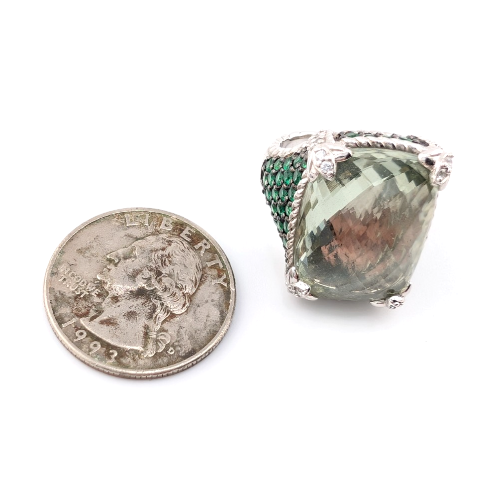 Judith Ripka Sterling Silver 925 Monaco Green Prasiolite Gemstone Ring OAK878 - Image 19
