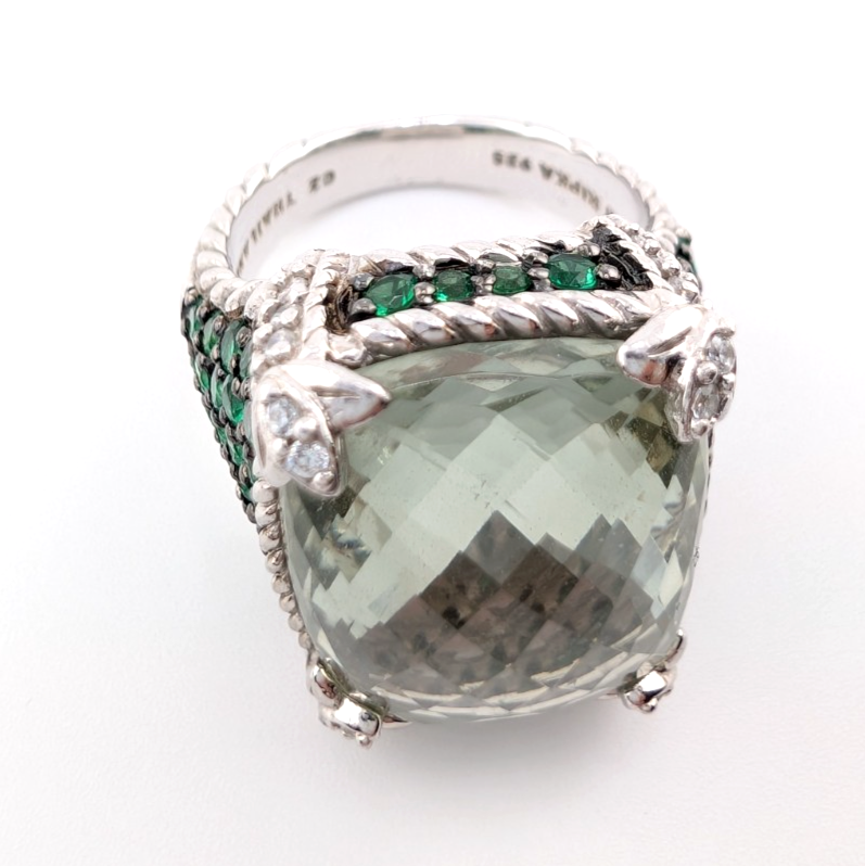 Judith Ripka Sterling Silver 925 Monaco Green Prasiolite Gemstone Ring OAK878 - Image 20